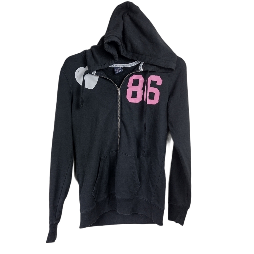 Victoria's Secret Pink n Black Full Zip Hoodie Size Small (Medium)